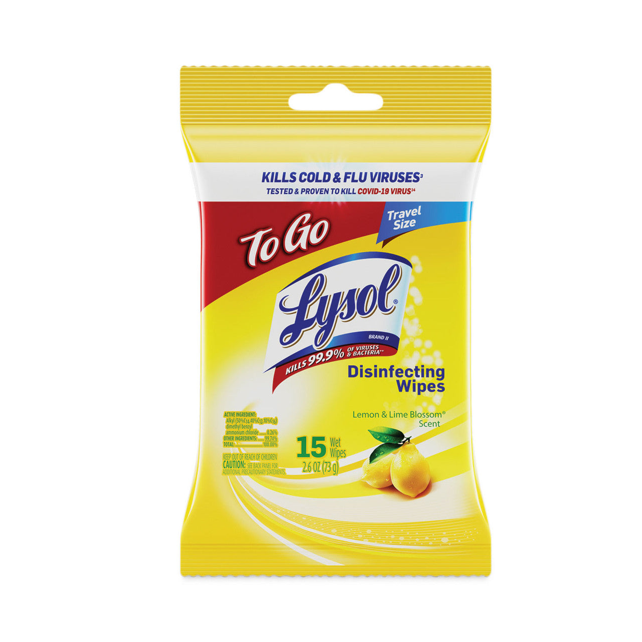 Lysol Disinfecting Wipes On the Go Lemon & Lime Blossom, 15 Ea